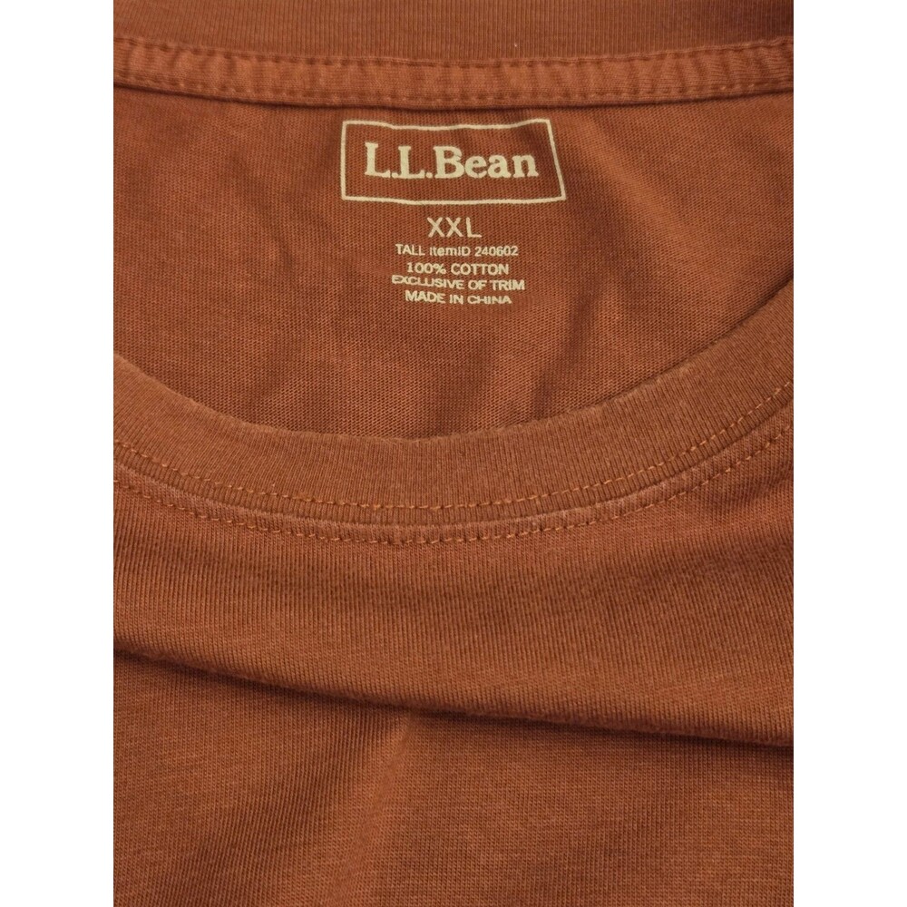 L.L. Bean Unshrinkable Long Sleeve T-Shirt XXL Tall Rust Orange Pocket Tee - Picture 4 of 5